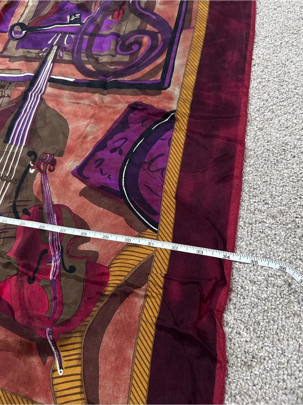 Vintage Albert Nipon Silk Musical Instrument Scarf